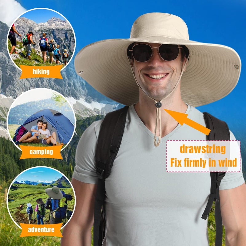HUAMULAN Men 6" Wide Brim Sun Hat Women Unisex Bucket Fishing Hats for Hiking Beach Safari Garden Lawn Yard Work Kayaking - Image 3